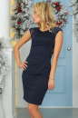 Коктейльное платье футляр темно-синего цвета 2203.47 No0|интернет-магазин vvlen.com