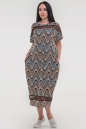 Летнее платье оверсайз коричневого с бирюзовым цвета 2711-1.17 No0|интернет-магазин vvlen.com