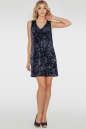 Коктейльное платье трапеция синего цвета 2764.26 No0|интернет-магазин vvlen.com