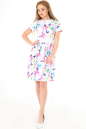 Повседневное платье с пышной юбкой белого с малиновым цвета 2559.9 No1|интернет-магазин vvlen.com