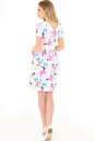 Повседневное платье с пышной юбкой белого с малиновым цвета 2559.9 No3|интернет-магазин vvlen.com