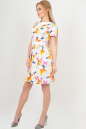 Летнее платье с пышной юбкой белого с оранжевым цвета 2559.9 No2|интернет-магазин vvlen.com
