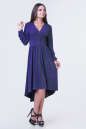 Коктейльное платье с расклешённой юбкой синего цвета 2380-1.86 No0|интернет-магазин vvlen.com