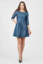 Повседневное платье с расклешённой юбкой синего в горох цвета 2340 .82 No0|интернет-магазин vvlen.com
