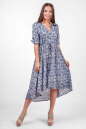 Повседневное платье с расклешённой юбкой синего в горох цвета 2380.84 d33 No0|интернет-магазин vvlen.com