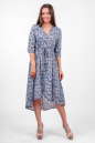 Повседневное платье с расклешённой юбкой синего в горох цвета 2380.84 d33 No1|интернет-магазин vvlen.com
