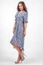 Повседневное платье с расклешённой юбкой синего в горох цвета 2380.84 d33 No3|интернет-магазин vvlen.com