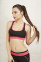 Топ для фитнеса черного с розовым цвета 2316.67 No0|интернет-магазин vvlen.com