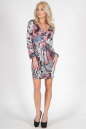 Повседневное платье с юбкой тюльпан серого с розовым цвета 1728.33 No1|интернет-магазин vvlen.com