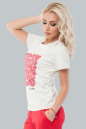 Женская футболка молочного цвета с принтом в цветочек No1|интернет-магазин vvlen.com