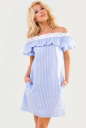 Повседневное платье трапеция голубой полоски цвета 2563-1.93|интернет-магазин vvlen.com