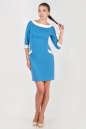 Офисное платье футляр голубого с белым цвета 2167.85 No1|интернет-магазин vvlen.com