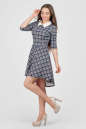 Повседневное платье с расклешённой юбкой синего с белым цвета 2344.41 No2|интернет-магазин vvlen.com