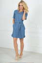 Повседневное платье футляр голубого с белым цвета 2501.9 No1|интернет-магазин vvlen.com