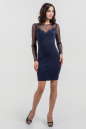 Коктейльное платье футляр темно-синего цвета 1931.47 No0|интернет-магазин vvlen.com