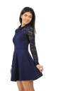 Офисное платье с расклешённой юбкой синего в горох цвета 2285.41 No3|интернет-магазин vvlen.com
