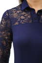 Офисное платье с расклешённой юбкой синего в горох цвета 2285.41 No4|интернет-магазин vvlen.com