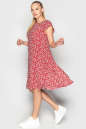 Летнее платье с расклешённой юбкой красного с белым цвета 2560.84 No1|интернет-магазин vvlen.com
