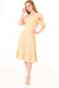 Повседневное платье с расклешённой юбкой персикового цвета 2562.84 No1|интернет-магазин vvlen.com