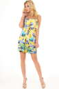 Летнее платье с пышной юбкой желтого с фиолетовым цвета 2568.5 No1|интернет-магазин vvlen.com