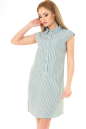 Повседневное платье рубашка зеленой полоски цвета 2368.93 No0|интернет-магазин vvlen.com