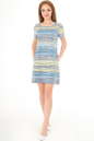 Повседневное платье трапеция желтого с голубым цвета 2544.17 No2|интернет-магазин vvlen.com
