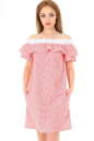 Повседневное платье трапеция красного с белым цвета 2563-1.24 No0|интернет-магазин vvlen.com