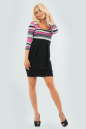 Повседневное платье с расклешённой юбкой черного с розовым цвета 1480.14 No0|интернет-магазин vvlen.com