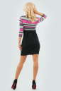 Повседневное платье с расклешённой юбкой черного с розовым цвета 1480.14 No1|интернет-магазин vvlen.com