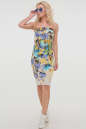 Летнее платье с открытыми плечами желтого с голубым цвета 842.33|интернет-магазин vvlen.com