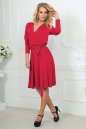 Повседневное платье с расклешённой юбкой кораллового цвета 2476.65 No2|интернет-магазин vvlen.com