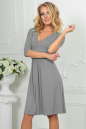 Повседневное платье с расклешённой юбкой светло-серого цвета 2485.65 No0|интернет-магазин vvlen.com