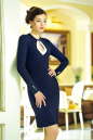 Офисное платье футляр синего в горох цвета 1607.1 No0|интернет-магазин vvlen.com