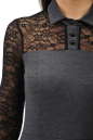 Офисное платье с расклешённой юбкой серого цвета 2285.41 No4|интернет-магазин vvlen.com