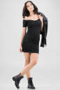 Повседневное платье с открытыми плечами черного цвета 2646.98 No1|интернет-магазин vvlen.com