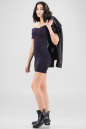 Повседневное платье с открытыми плечами темно-синего цвета 2646.98|интернет-магазин vvlen.com