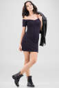 Повседневное платье с открытыми плечами темно-синего цвета 2646.98 No1|интернет-магазин vvlen.com