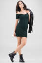 Повседневное платье с открытыми плечами темно-зеленого цвета 2646.98|интернет-магазин vvlen.com