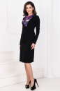 Повседневное платье с расклешённой юбкой черного с сиреневым цвета 988.1 No1|интернет-магазин vvlen.com