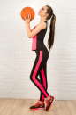 Лосины для фитнеса черного с розовым цвета 2310-1.67 No3|интернет-магазин vvlen.com