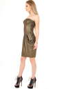 Коктейльное платье с открытыми плечами золотистого цвета 895.6 No2|интернет-магазин vvlen.com