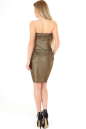 Коктейльное платье с открытыми плечами золотистого цвета 895.6 No3|интернет-магазин vvlen.com