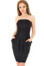 Коктейльное платье с открытыми плечами черного цвета 895.6|интернет-магазин vvlen.com