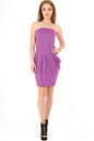 Коктейльное платье с открытыми плечами фрезового цвета 895.6|интернет-магазин vvlen.com