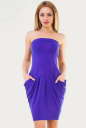 Коктейльное платье с открытыми плечами фиолетового цвета 895.6|интернет-магазин vvlen.com