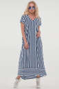 Платье в полоску оверсайз синее с белым 2835-1.17 No1|интернет-магазин vvlen.com