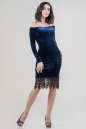 Коктейльное платье футляр синего цвета 2624-1.26 No0|интернет-магазин vvlen.com