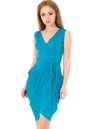 Коктейльное платье с юбкой на запах морской волны цвета 900.6 No0|интернет-магазин vvlen.com