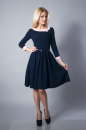 Повседневное платье с расклешённой юбкой темно-синего цвета 1830.2 No1|интернет-магазин vvlen.com