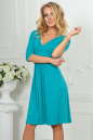 Повседневное платье с расклешённой юбкой бирюзового цвета 2485.65|интернет-магазин vvlen.com